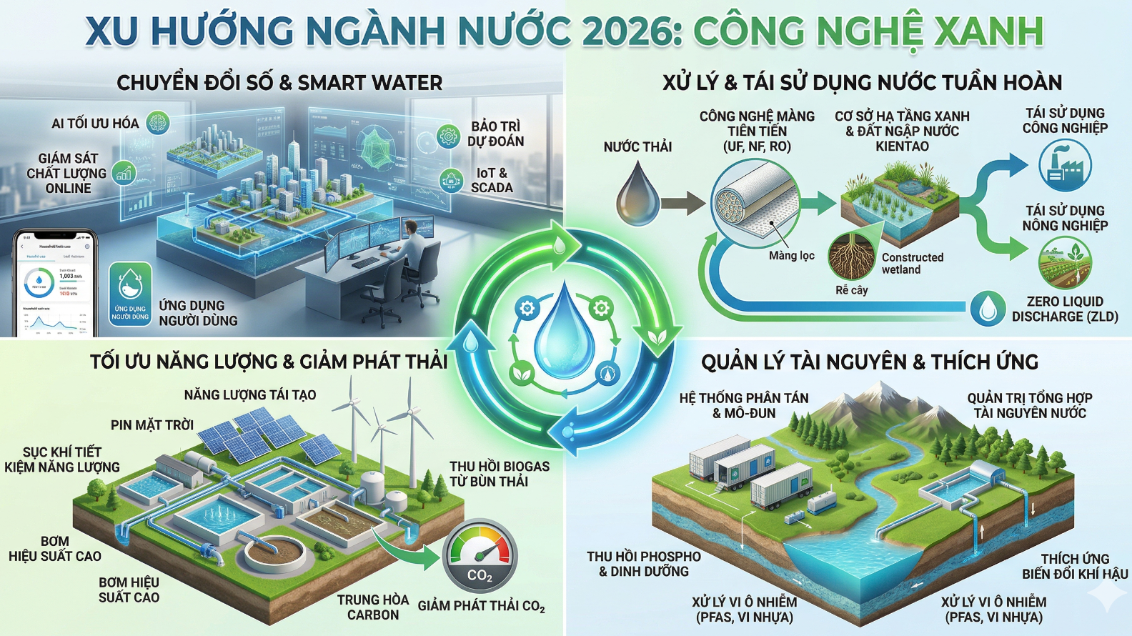 Xu Hướng Ngành Nước 2026: Công Nghệ Xanh-Giải Pháp Tuần Hoàn Nước Thải